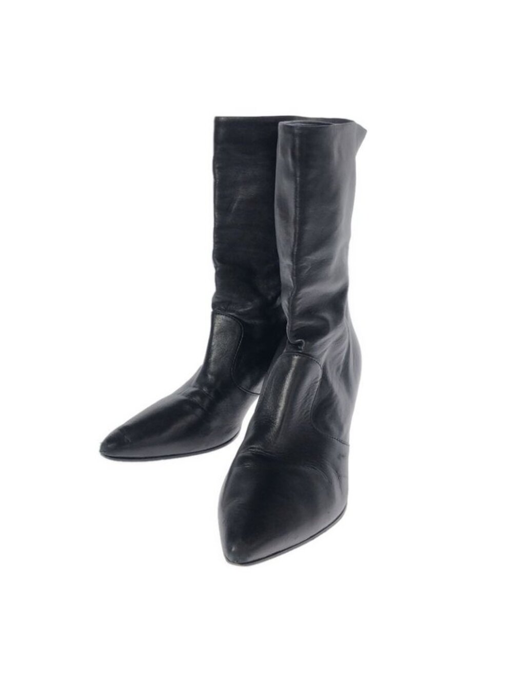 Prada Short Western Heel Boots Black 37.5